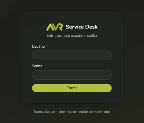 Tela de login do AVR Service Desk